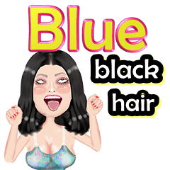 Blue - black hair - Big sticker