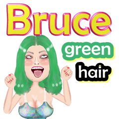 Bruce - green hair - Big sticker