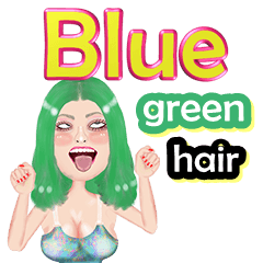 Blue - green hair - Big sticker