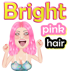 Bright - pink hair - Big sticker