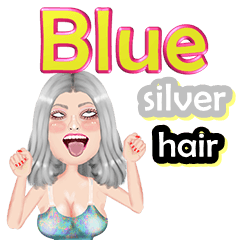 Blue - silver hair - Big sticker