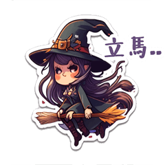 Chibi Witch in Purple Robes and Hat