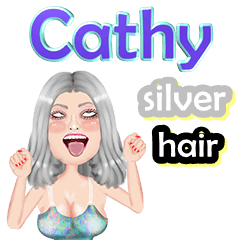 Cathy - silver hair - Big sticker