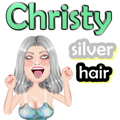 Christy - silver hair - Big sticker