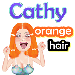 Cathy - orange hair - Big sticker