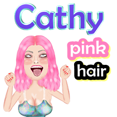 Cathy - pink hair - Big sticker