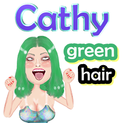 Cathy - green hair - Big sticker