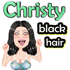 Christy -black hair - Big sticker