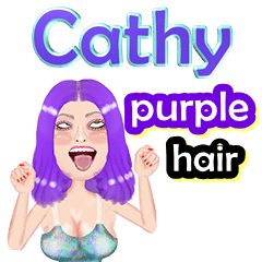 Cathy - purple hair - Big sticker