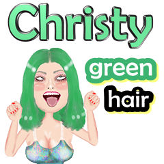 Christy - green hair - Big sticker