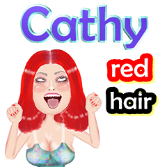 Cathy - red hair - Big sticker