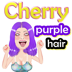 Cherry - purple hair - Big sticker