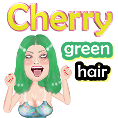 Cherry - green hair - Big sticker