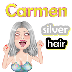 Carmen - silver hair -Big sticker