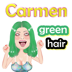 Carmen - green hair -Big sticker