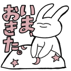 a sticker of a rabbit with a smiley