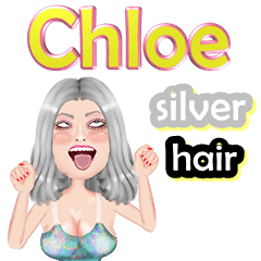 Chloe - silver hair - Big sticker