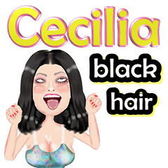 Cecilia - black hair - Big sticker