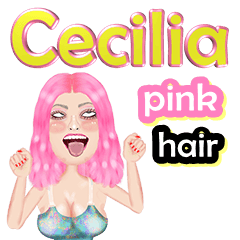 Cecilia - pink hair - Big sticker