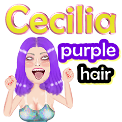 Cecilia - purple hair - Big sticker