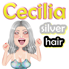 Cecilia - silver hair - Big sticker