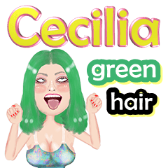 Cecilia - green hair - Big sticker