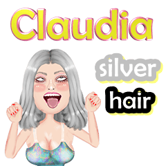 Claudia - silver hair - Big sticker