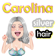 Carolina - silver hair - Big sticker