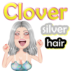 Clover - silver hair - Big sticker