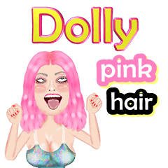 Dolly - pink hair - Big sticker