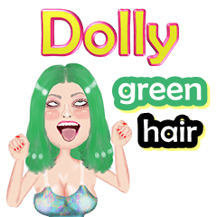 Dolly - green hair - Big sticker