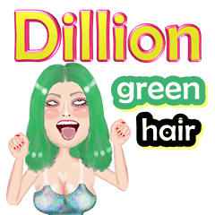 Dillion - green hair - Big sticker