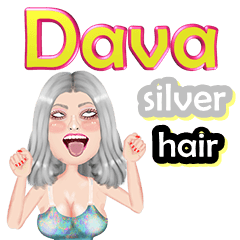 Dava - silver hair - Big sticker