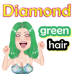 Diamond - green hair - Big sticker