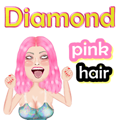 Diamond - pink hair - Big sticker