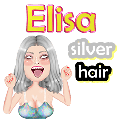 Elisa - silver hair - Big sticker