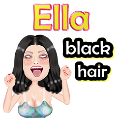 Ella -black hair - Big sticker