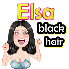 Elsa - black hair - Big sticker