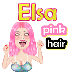 Elsa - pink hair - Big sticker