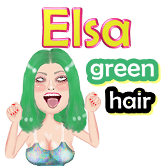 Elsa - green hair - Big sticker