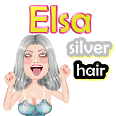 Elsa - silver hair - Big sticker
