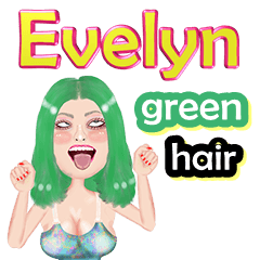 Evelyn - green hair - Big sticker