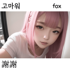 Pink Girl Fox Korean Taiwan Chinese
