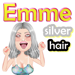 Emme - silver hair - Big sticker