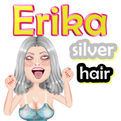 Erika - silver hair - Big sticker