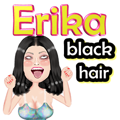 Erika - black hair - Big sticker
