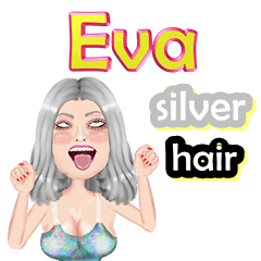 Eva - silver hair - Big sticker