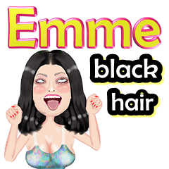 Emme - black hair - Big sticker