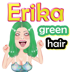 Erika - green hair - Big sticker