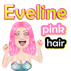Eveline - pink hair- Big sticker